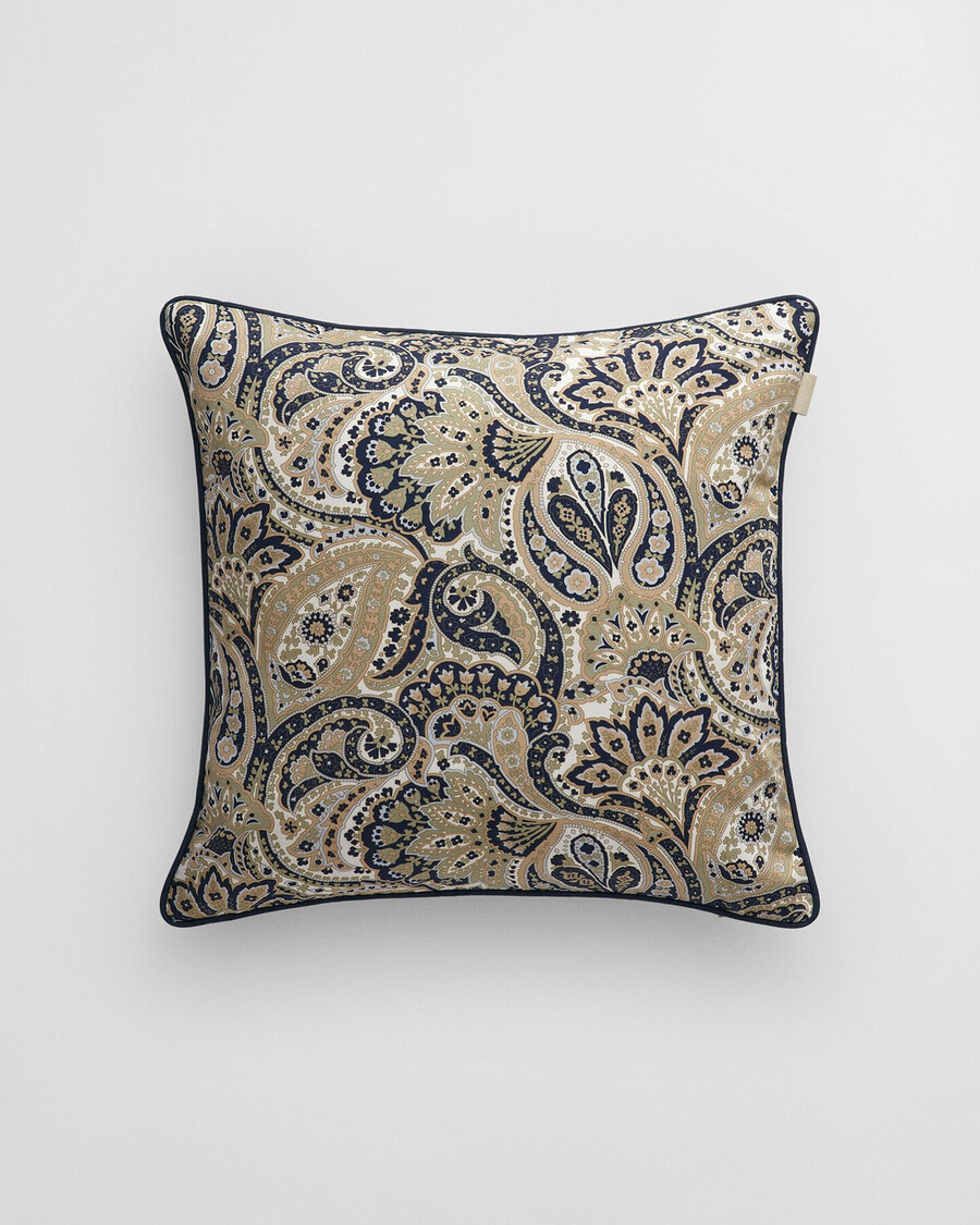 satin-kissen mit paisley-print – marineblau