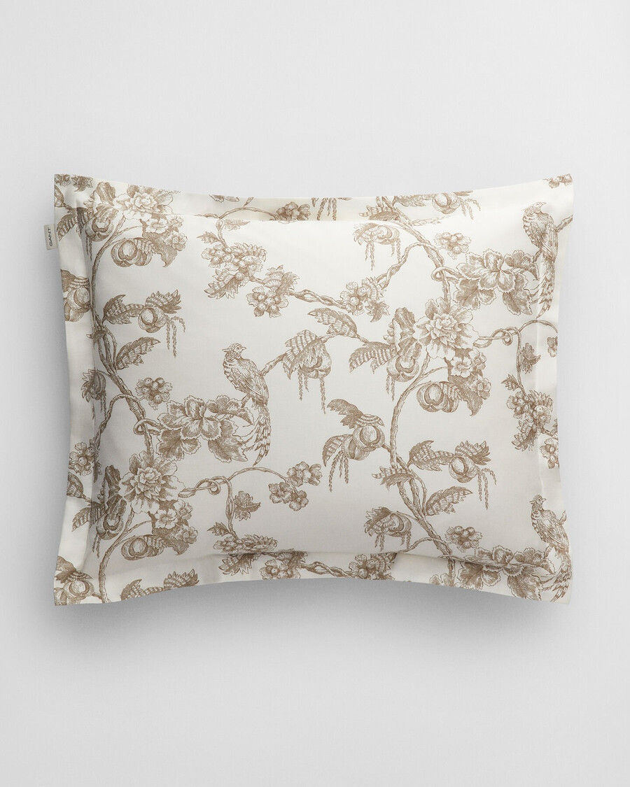 kissenbezug mit baum-print – taupe beige