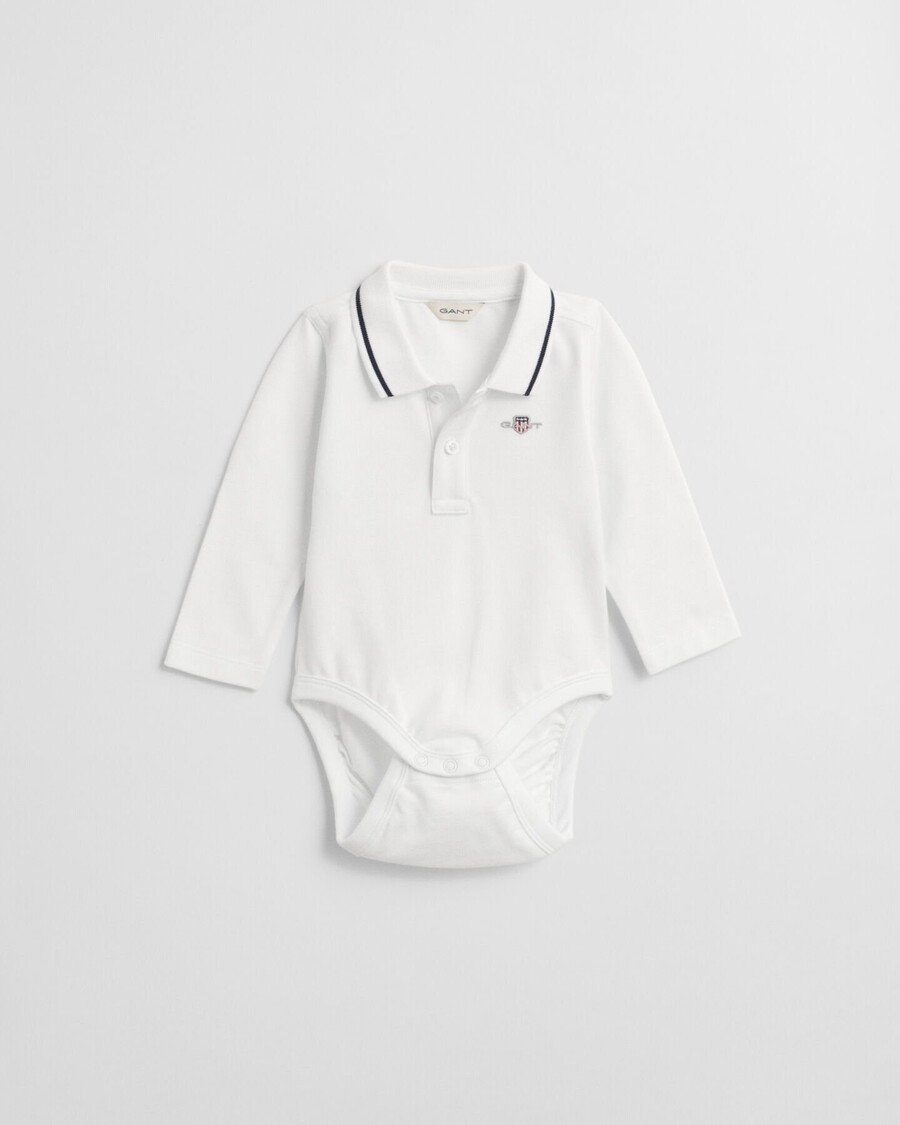 baby shield piqué langarmbody - weiß