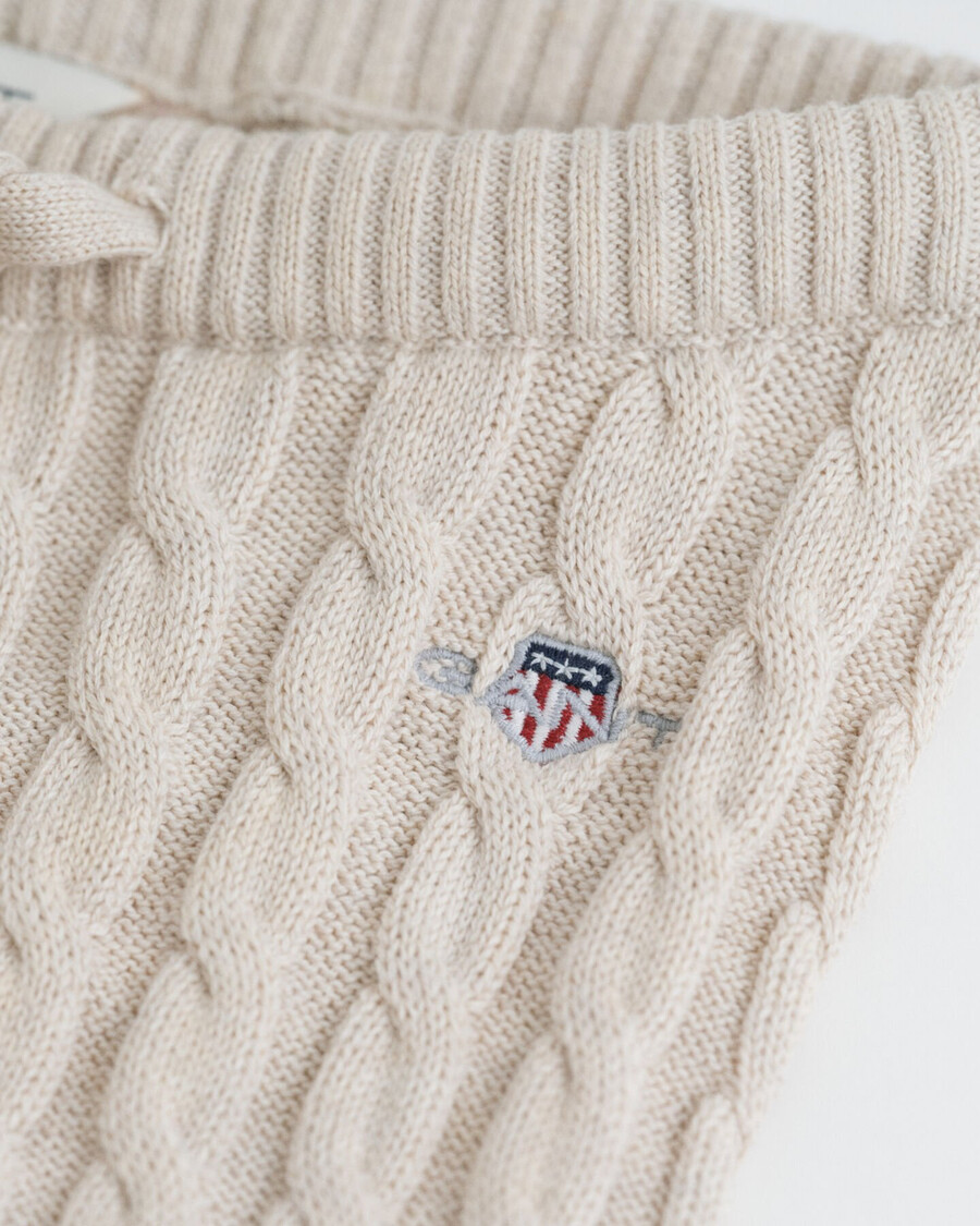 baby shield baumwoll-leggings mit zopfmuster - hellbeige melange