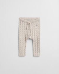 baby shield baumwoll-leggings mit zopfmuster - hellbeige melange