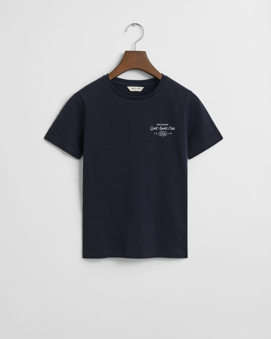 grafik-t-shirt für den sportverein für teenager-mädchen – abendblau