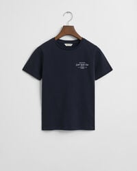 grafik-t-shirt für den sportverein für teenager-mädchen – abendblau