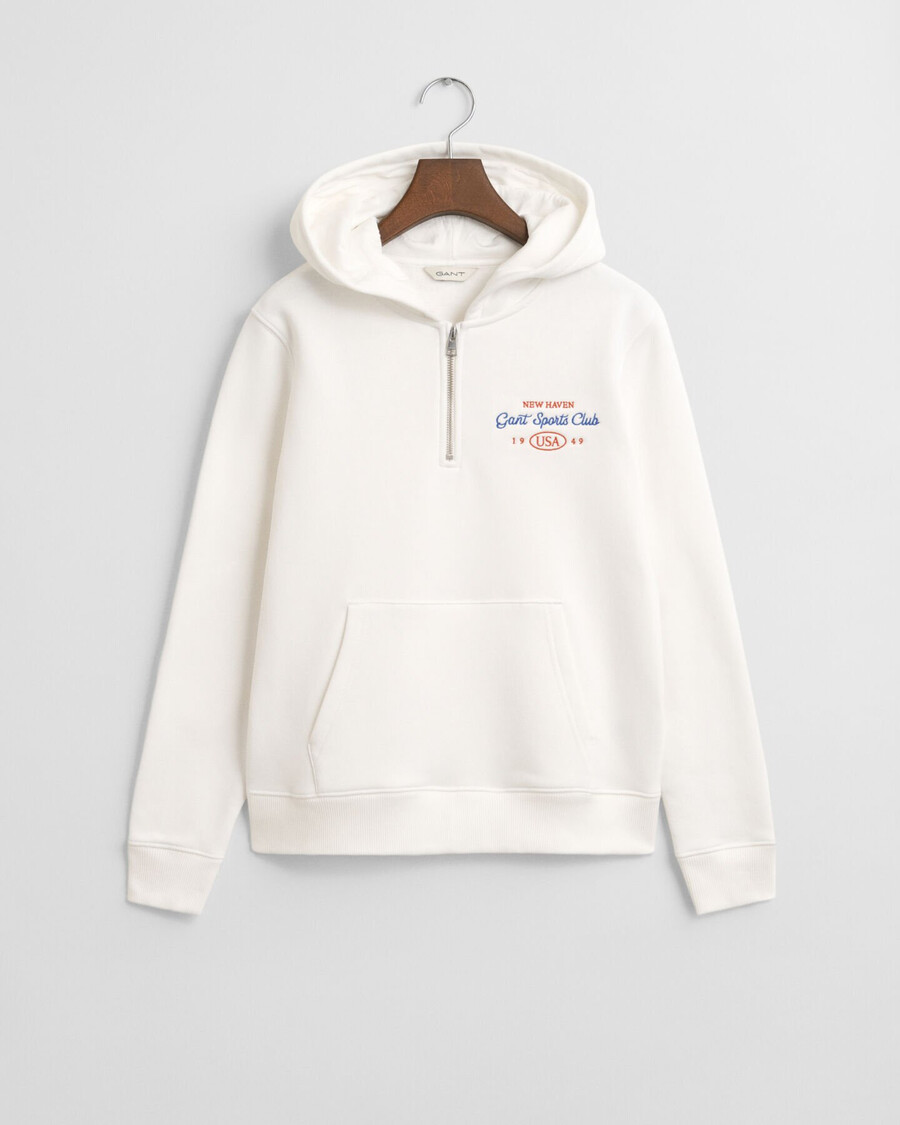 hoodie mit grafikprint des sportclubs für teenagerinnen halbzip-kapuzenpullover – eierschale
