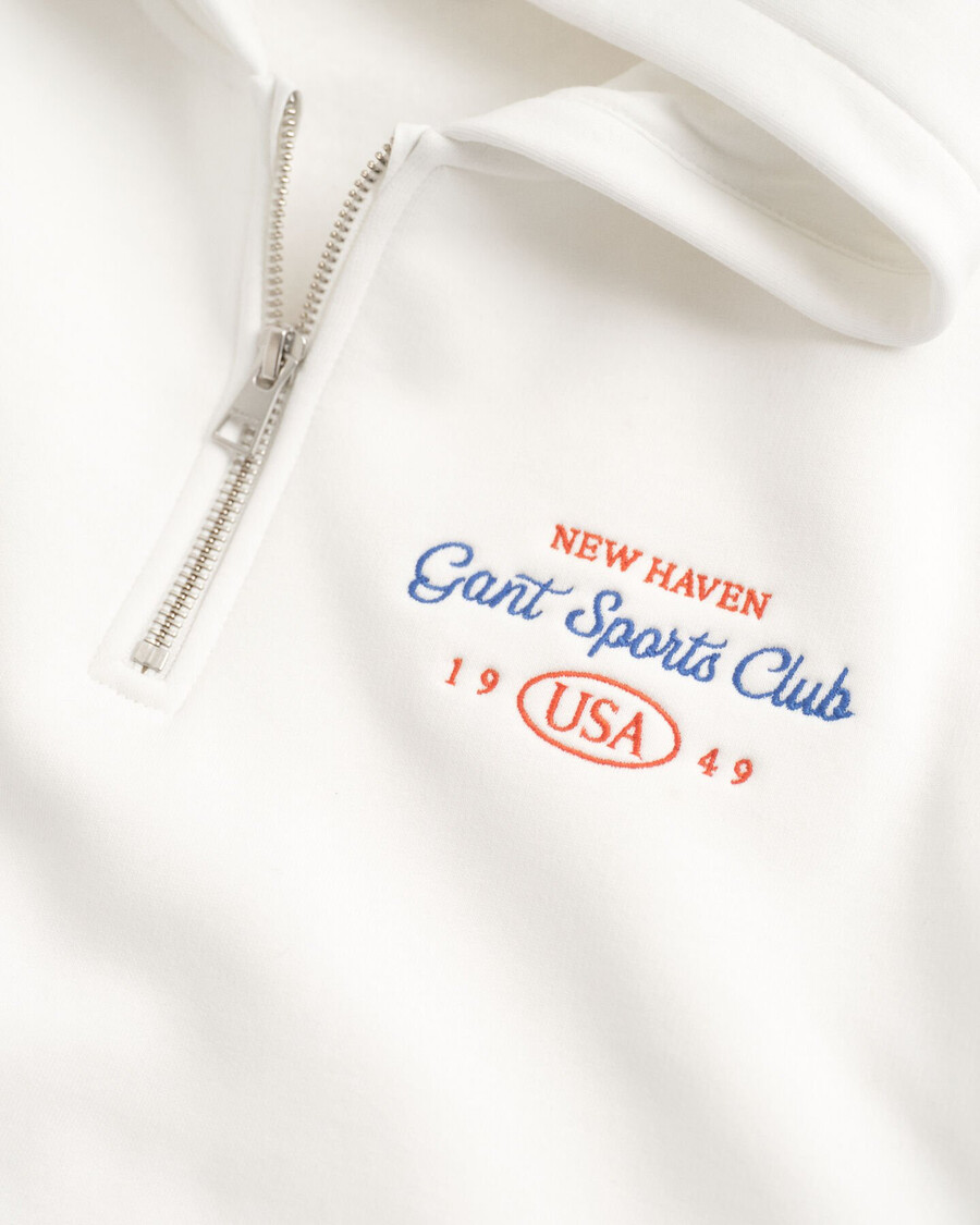 hoodie mit grafikprint des sportclubs für teenagerinnen halbzip-kapuzenpullover – eierschale