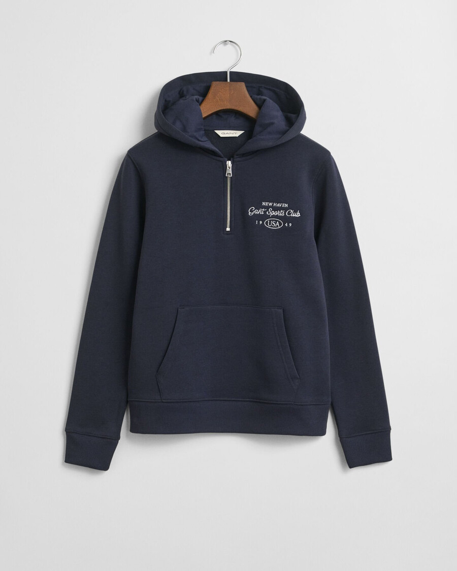hoodie mit grafikprint des sportclubs für teenagerinnen halbzip-kapuzenpullover – abendblau