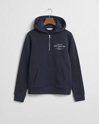 hoodie mit grafikprint des sportclubs für teenagerinnen halbzip-kapuzenpullover – abendblau