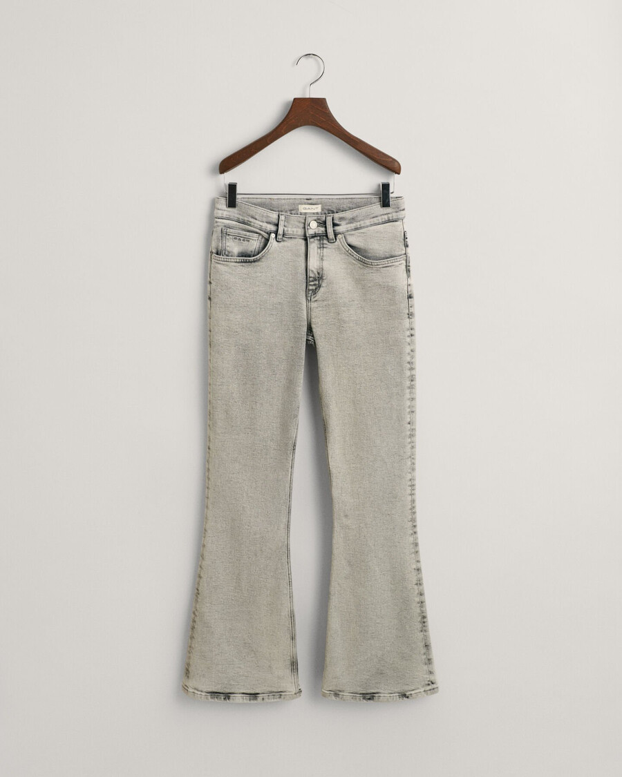 bootcut-jeans für teenager-mädchen – grau used-look