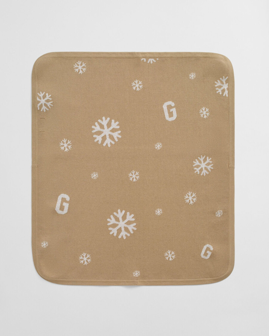 baby-strickdecke mit schneeflocken- und g-muster – dunkelkhaki