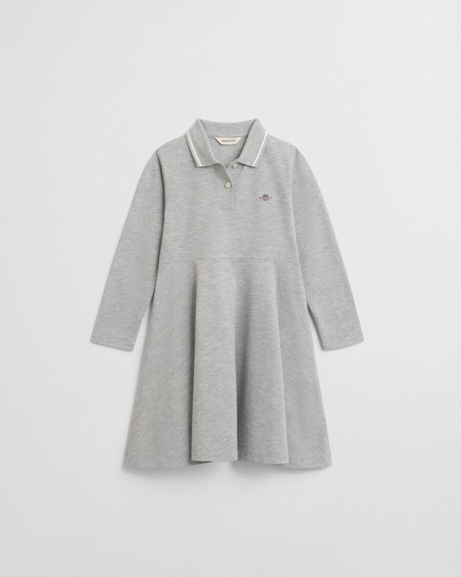 piqué-kleid für mädchen – hellgrau meliert