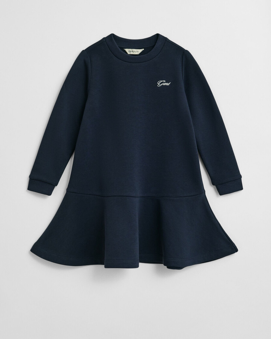 mädchen-jerseykleid mit schriftzug – abendblau