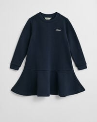 mädchen-jerseykleid mit schriftzug – abendblau