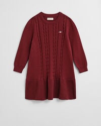 mädchen baumwoll-zopfstrickkleid - rot