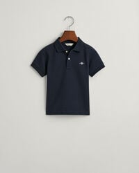 kinder-poloshirt aus piqué mit schildmuster – abendblau