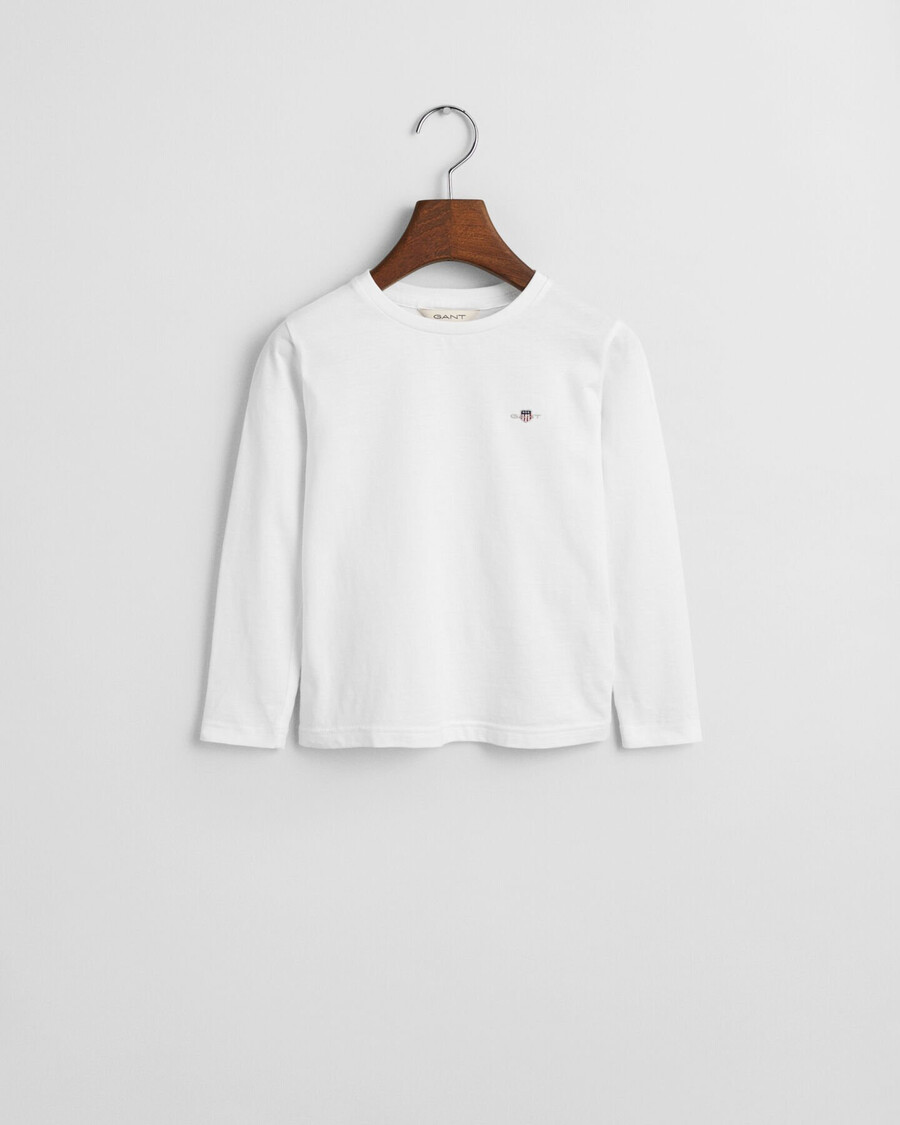 kinder-langarmshirt mit schild-motiv – weiß