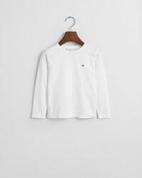 kinder-langarmshirt mit schild-motiv – weiß
