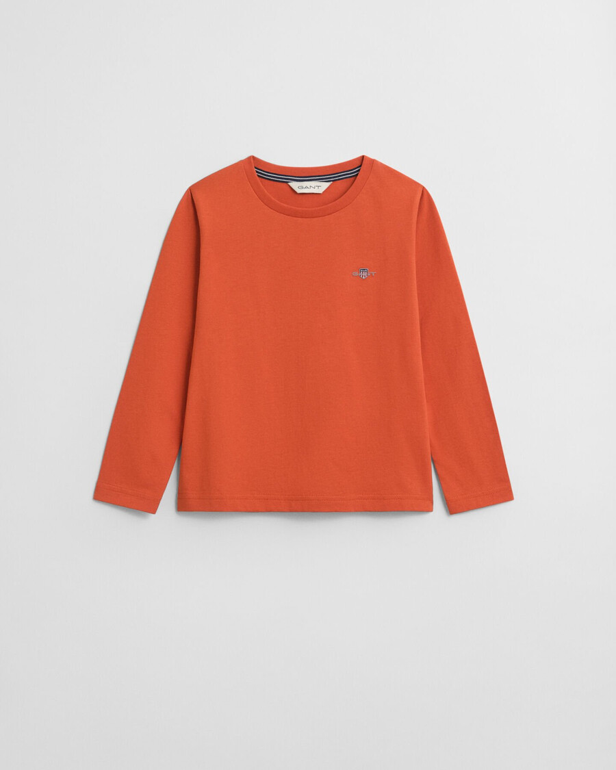 kids shield langarm-t-shirt – dunkelorange