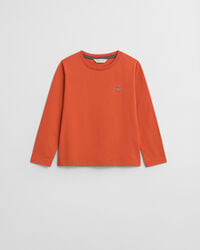 kids shield langarm-t-shirt – dunkelorange