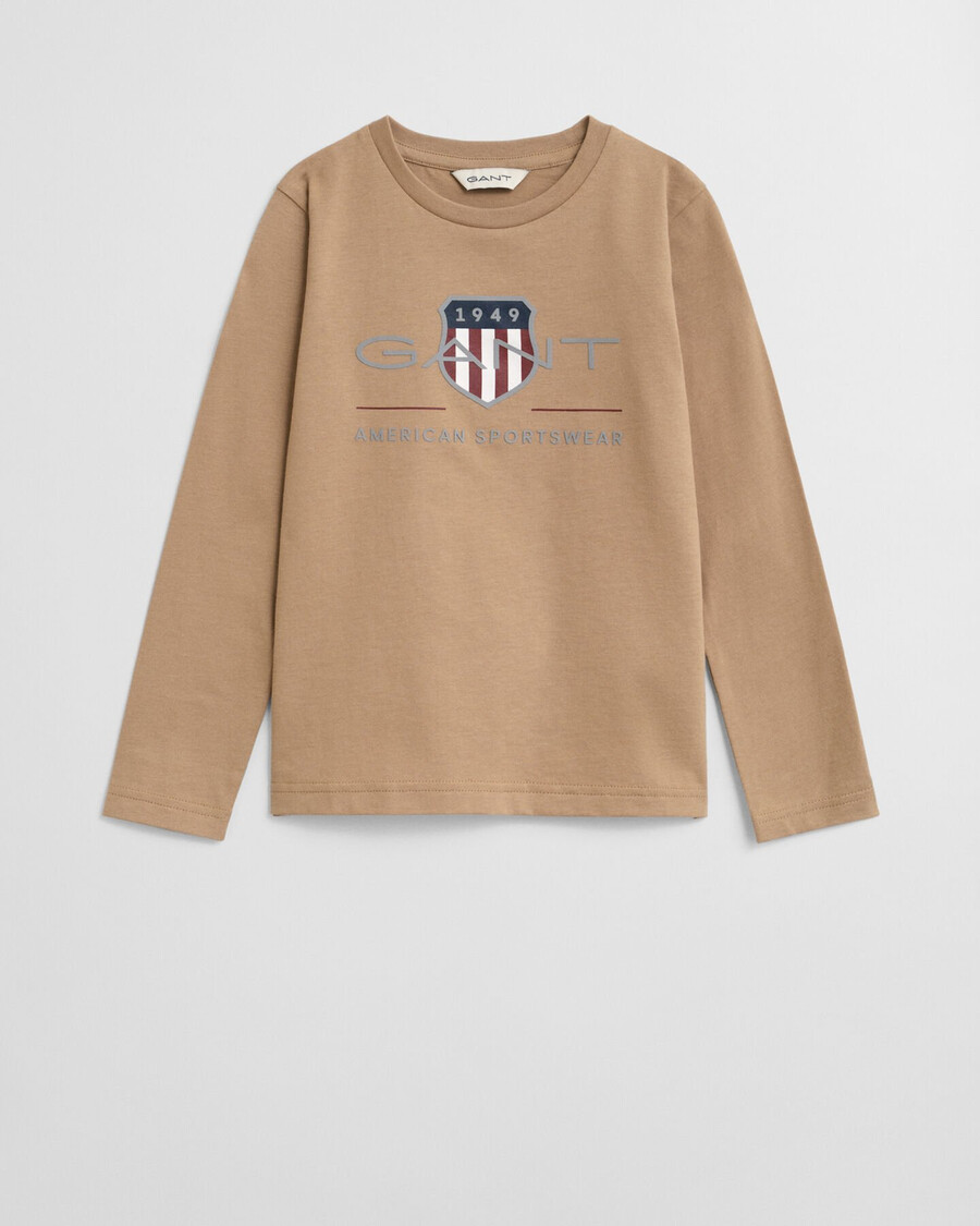 kids archive shield langarm-t-shirt – dunkelkhaki