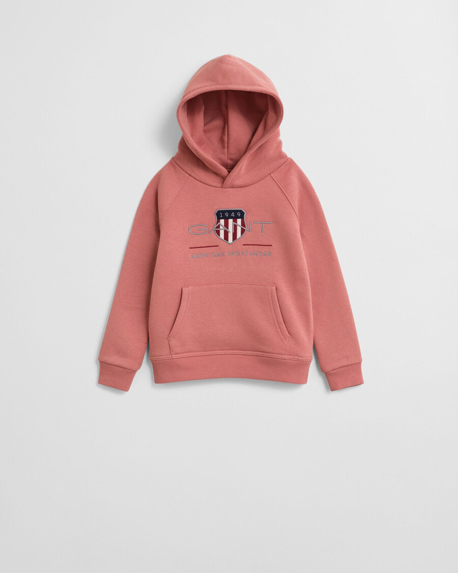 kids archive shield hoodie – verwaschenes ziegelrot