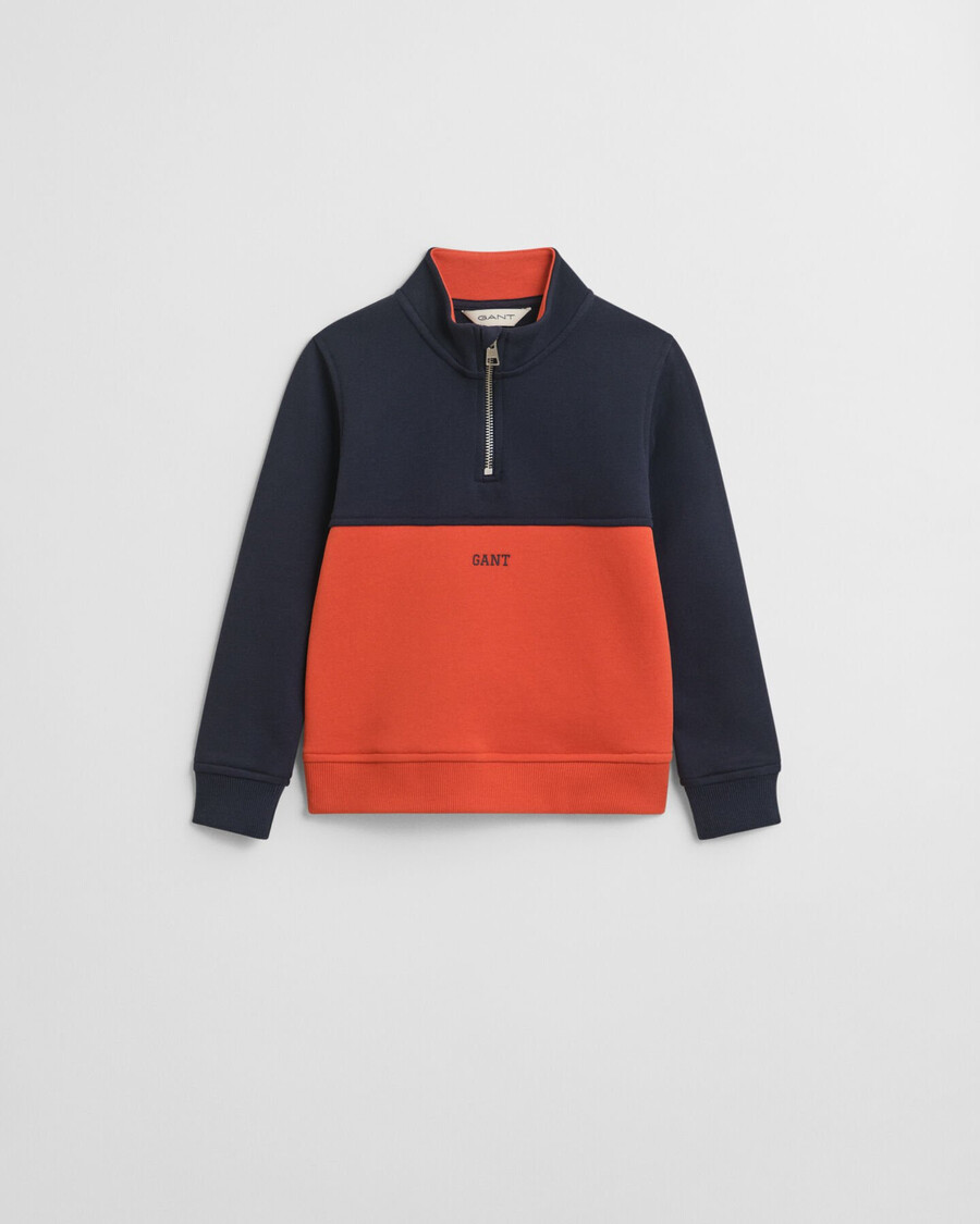 kinder-sweatshirt mit farbblock-design und halbem reißverschluss – abendblau