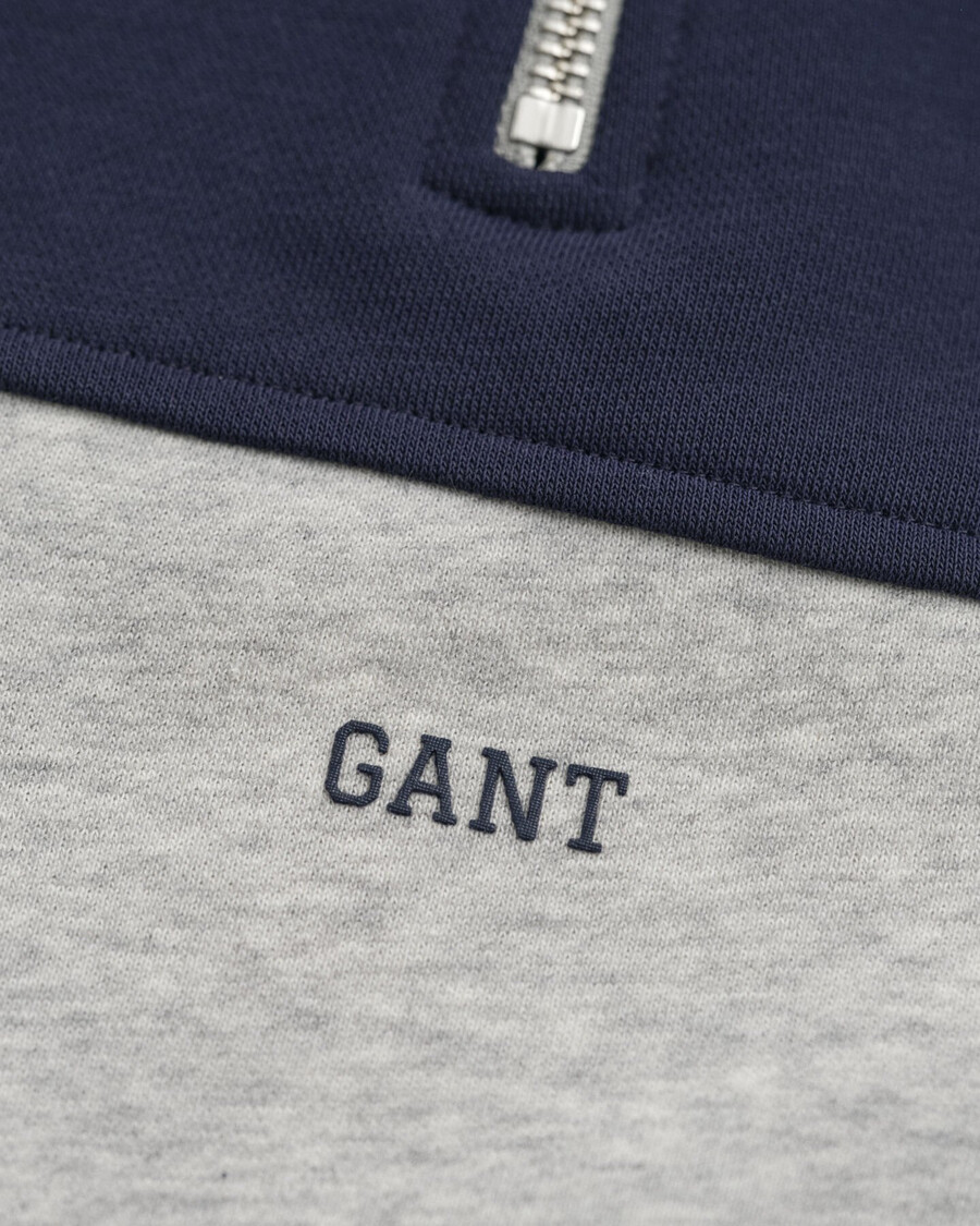 kinder-sweatshirt mit halbem reißverschluss und farbblock-design – hellgrau meliert