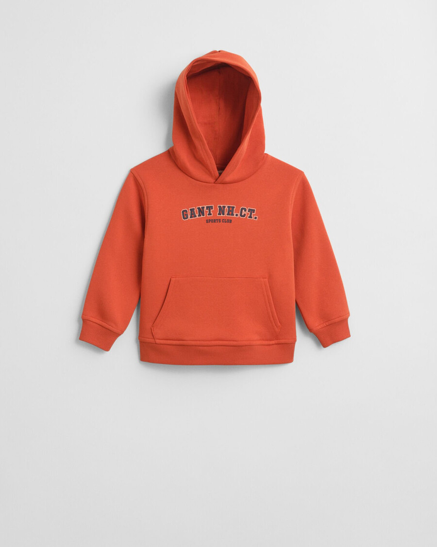 kinder-hoodie mit grafik – dunkelorange