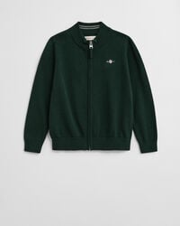 kinder-strickjacke aus baumwolle mit reißverschluss – tartangrün