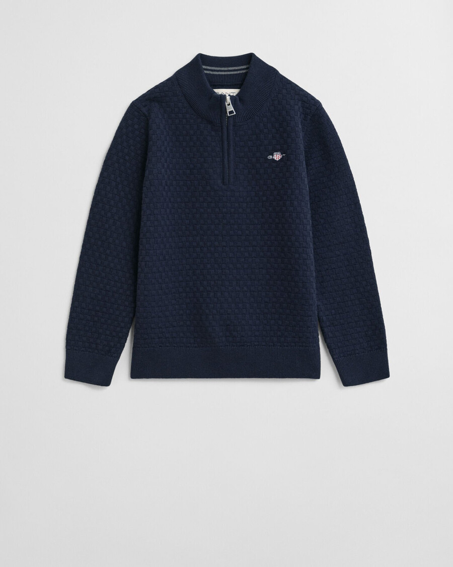 kinder-pullover mit mikrotextur und halbem reißverschluss – abendblau