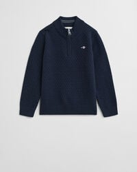kinder-pullover mit mikrotextur und halbem reißverschluss – abendblau