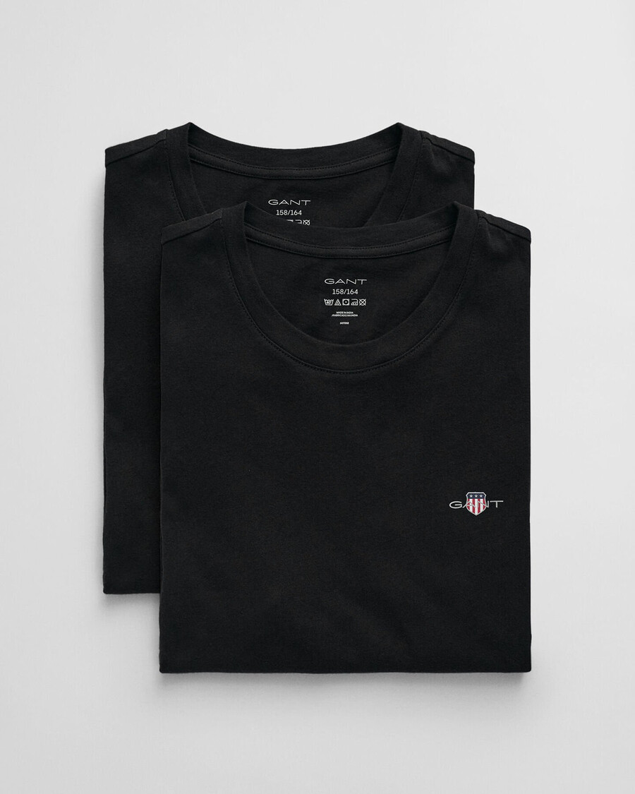 2er-pack t-shirts mit rundhalsausschnitt für teenager – schwarz