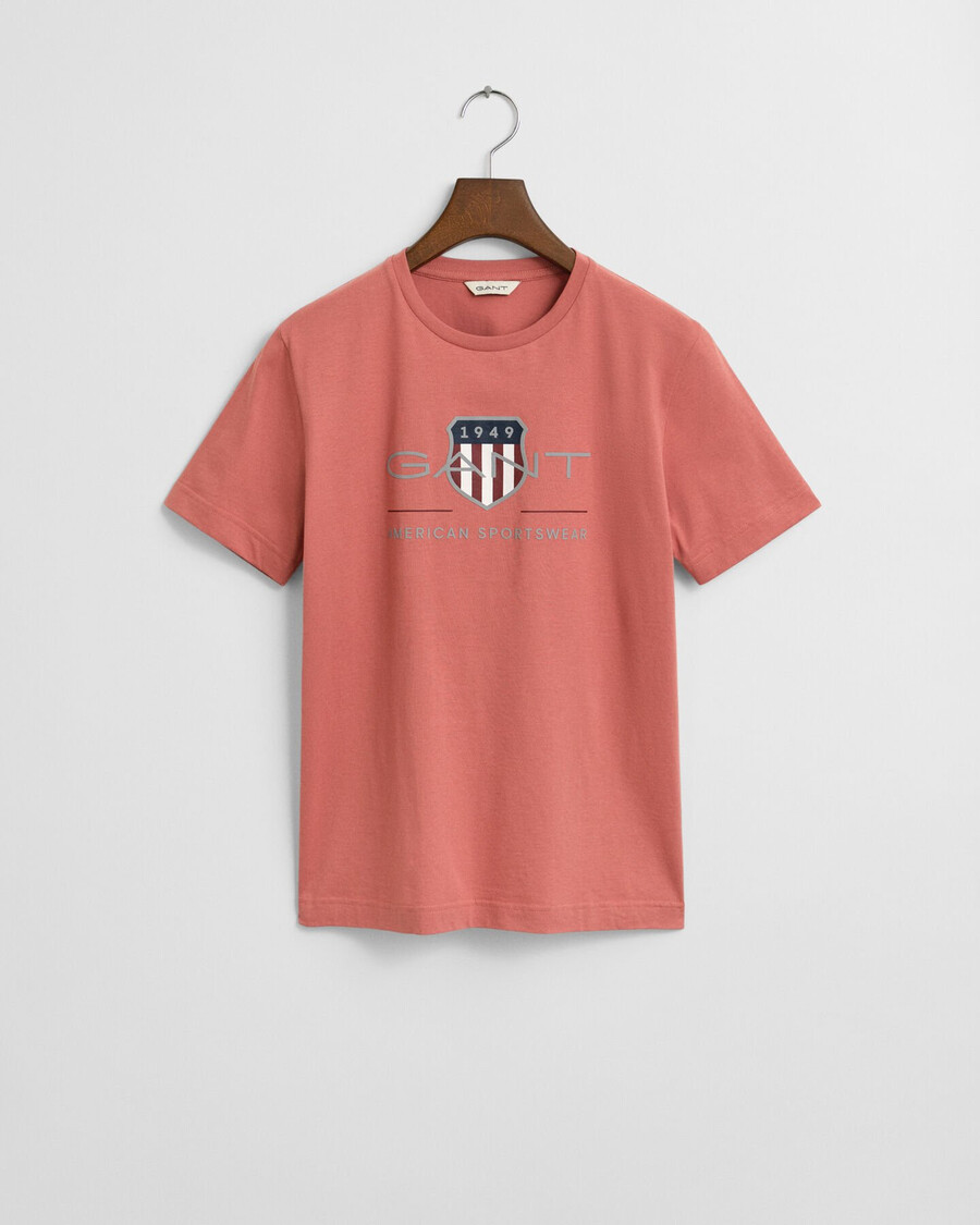 teens archive shield t-shirt – verblasstes ziegelrot