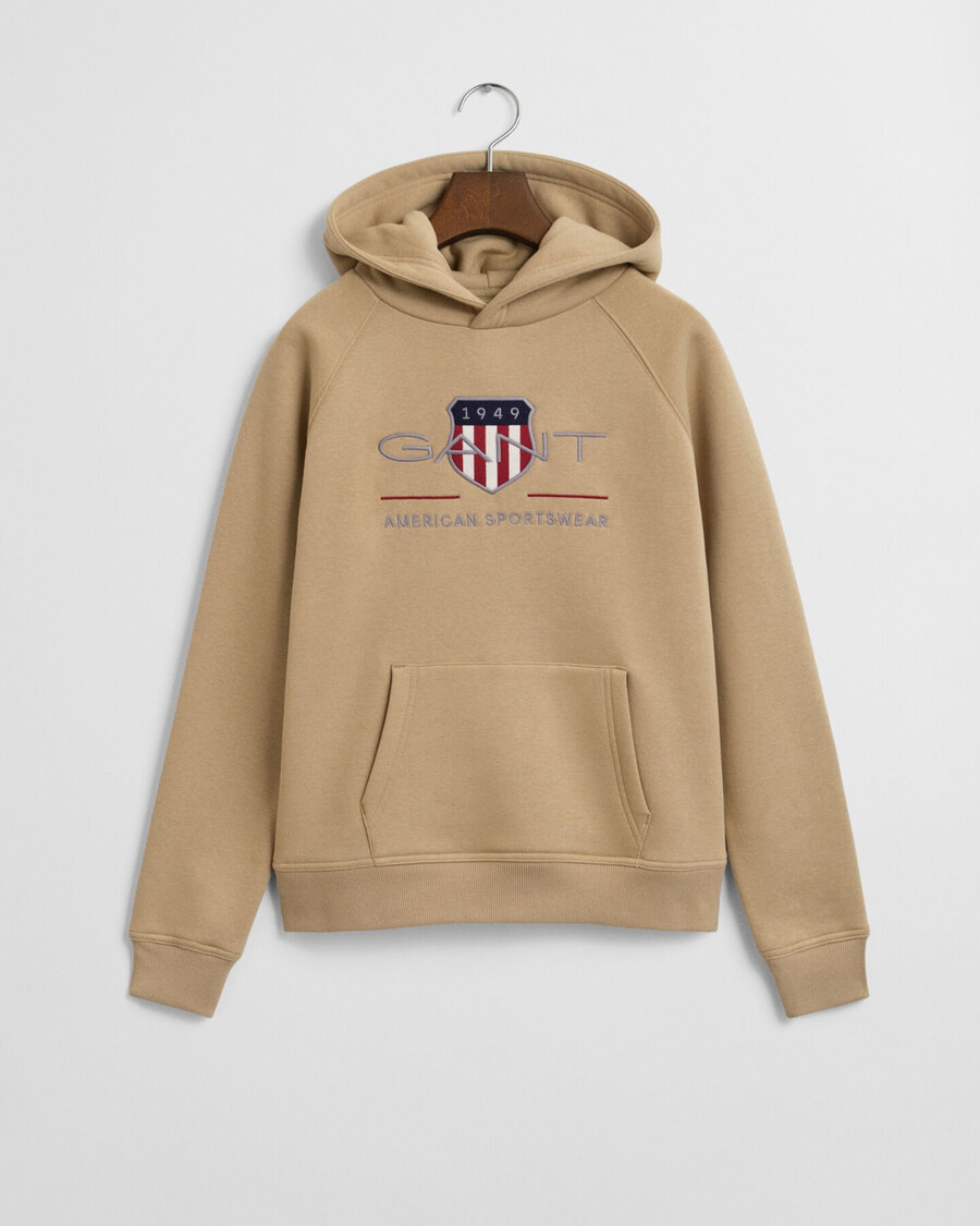 teens archive shield hoodie – dunkelkhaki