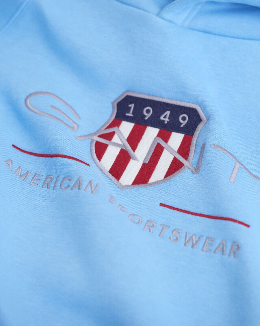 teens archive shield hoodie – traumblau