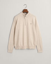 teens shield baumwoll-pullover mit halbem reißverschluss – hellbeige melange