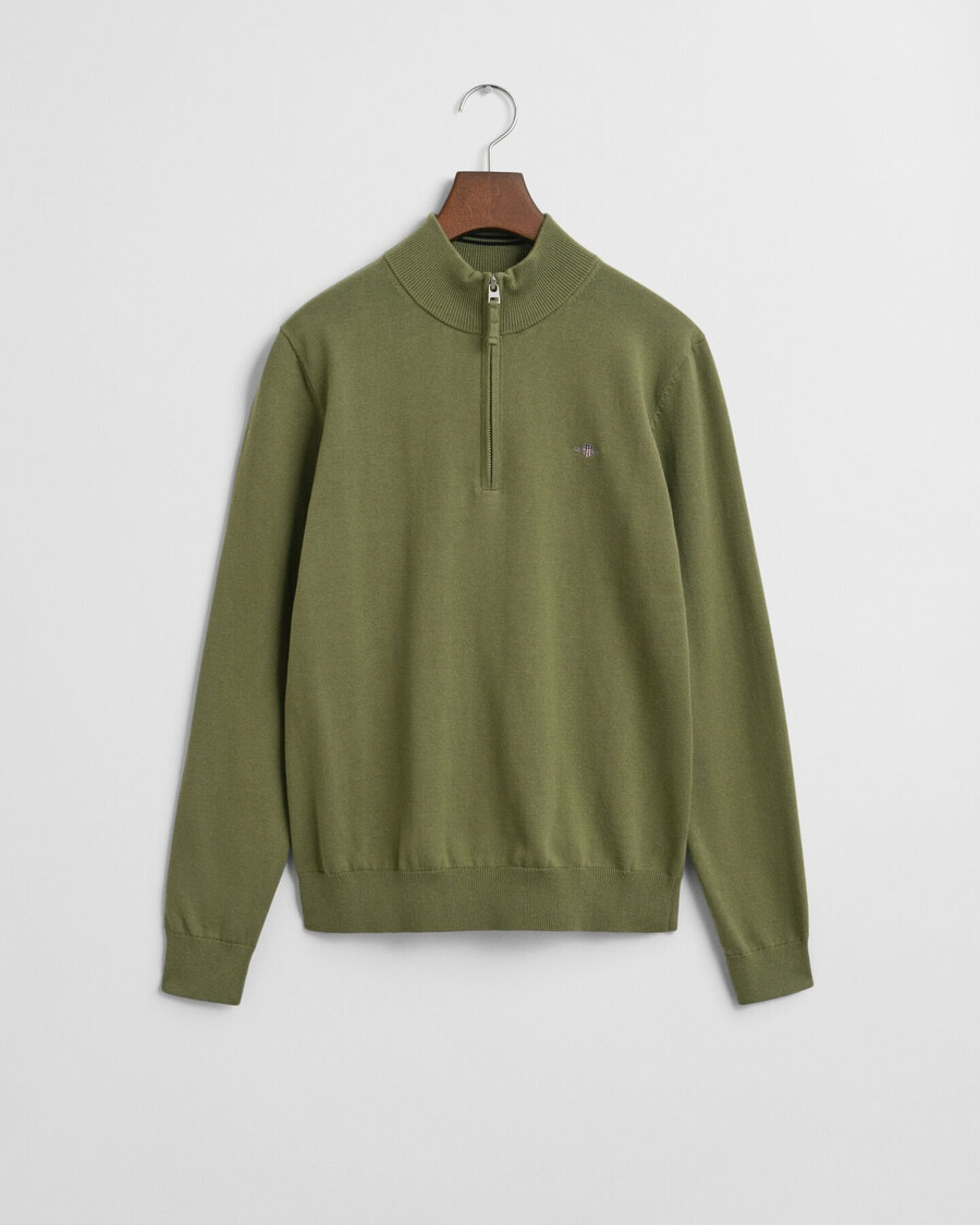 teens shield baumwoll-pullover mit halbem reißverschluss – olivgrün