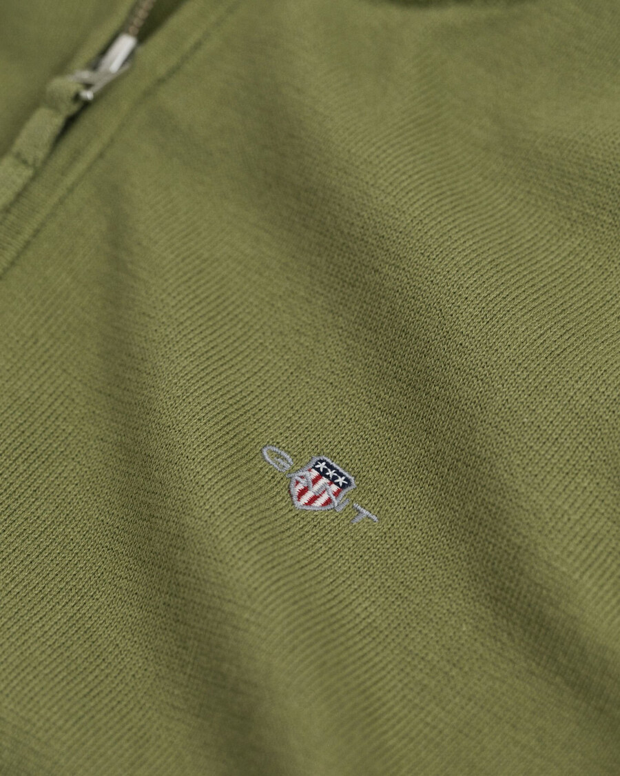 teens shield baumwoll-pullover mit halbem reißverschluss – olivgrün