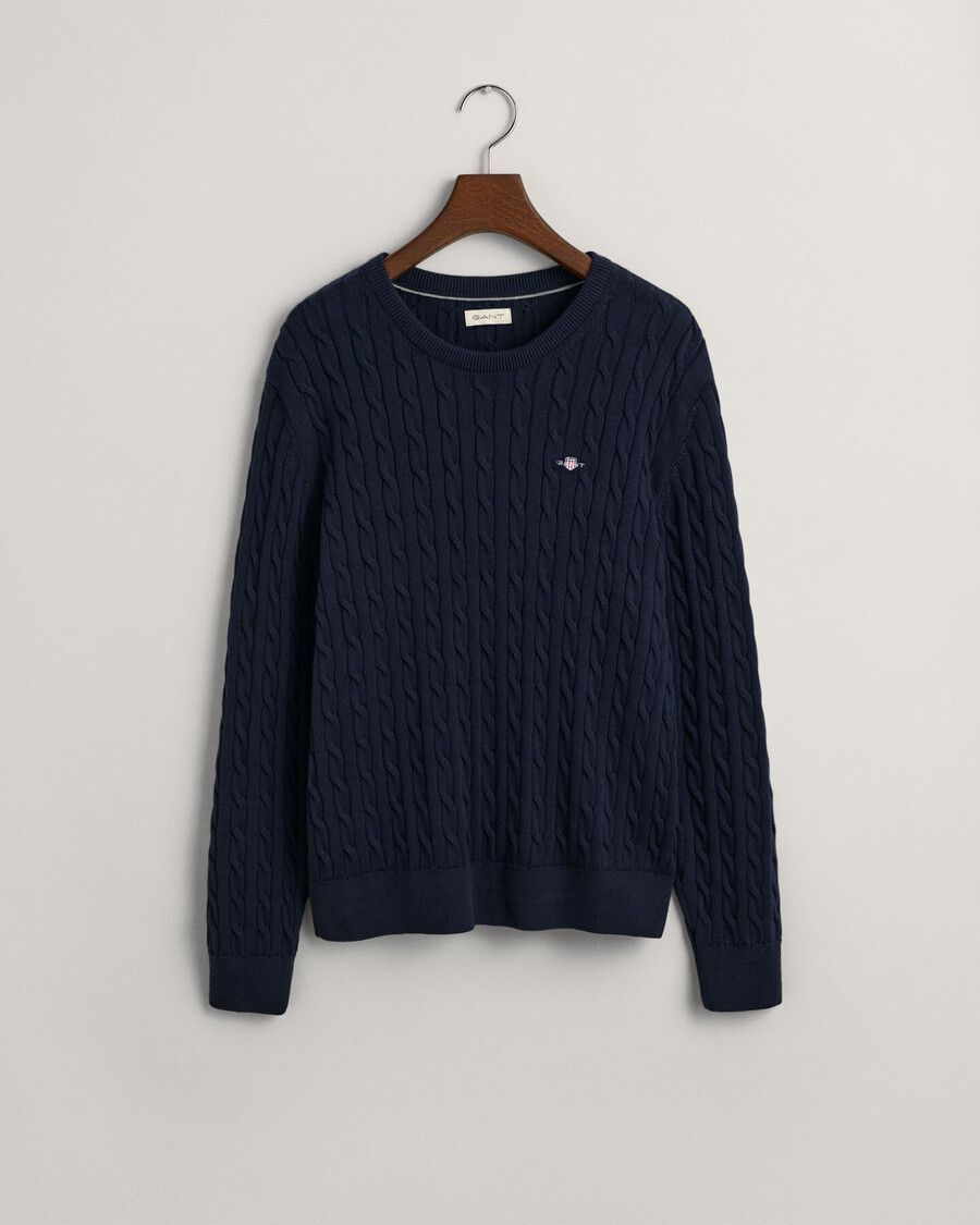teens shield baumwollpullover mit zopfmuster und rundhalsausschnitt – abendblau