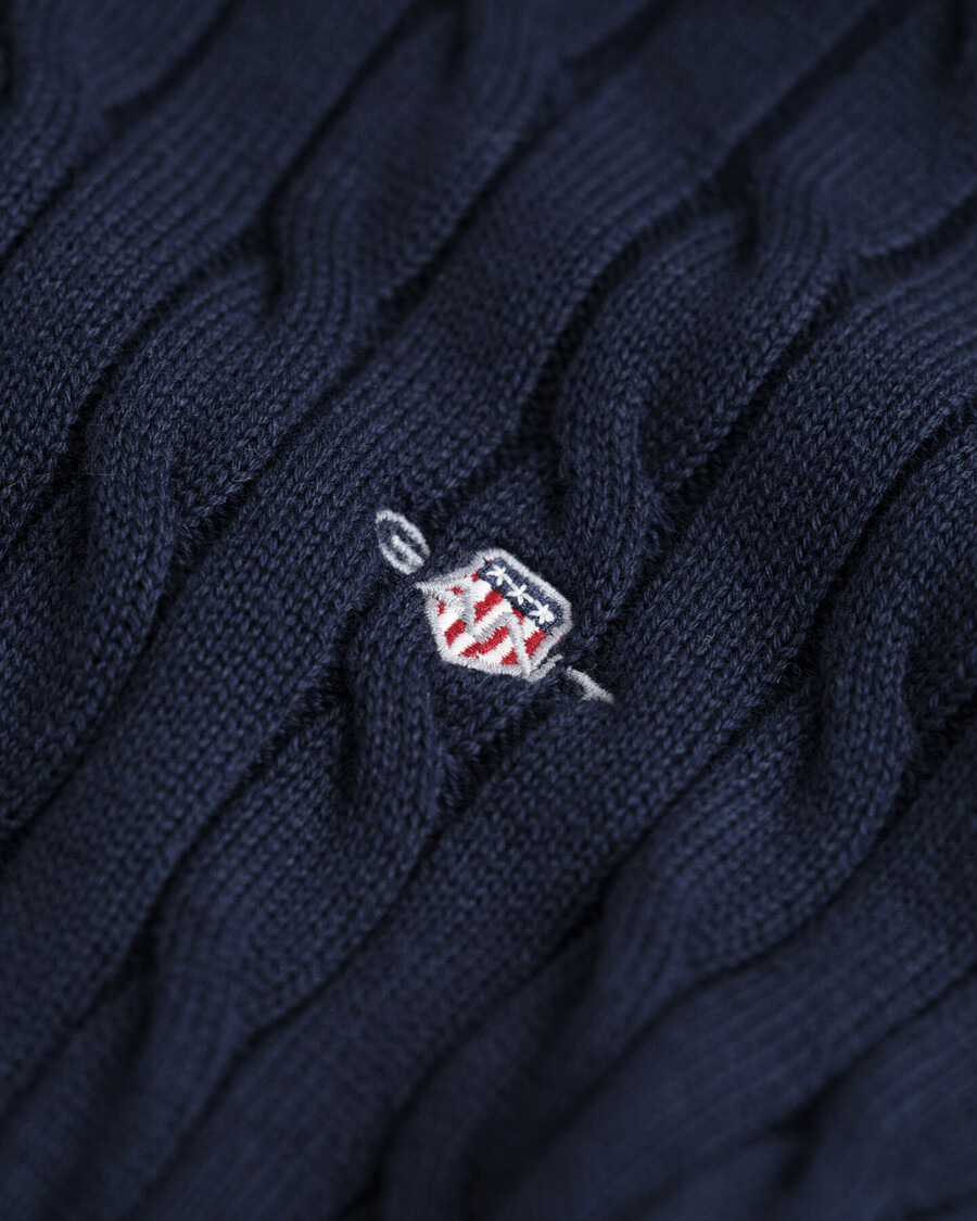 teens shield baumwollpullover mit zopfmuster und rundhalsausschnitt – abendblau
