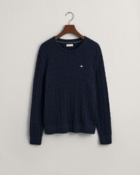 teens shield baumwollpullover mit zopfmuster und rundhalsausschnitt – abendblau