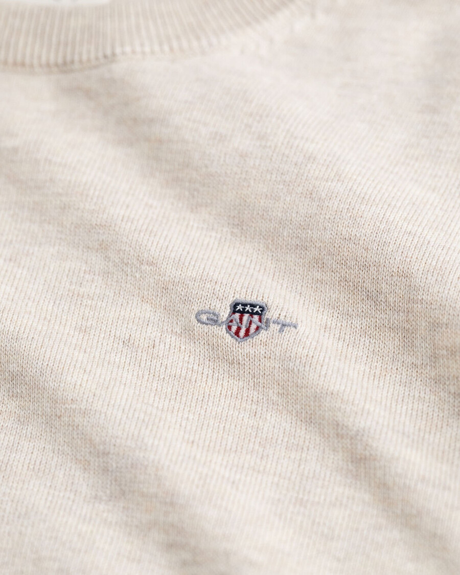 teens shield klassischer baumwollpullover mit rundhalsausschnitt – hellbeige melange
