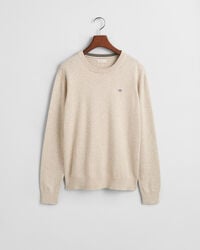 teens shield klassischer baumwollpullover mit rundhalsausschnitt – hellbeige melange