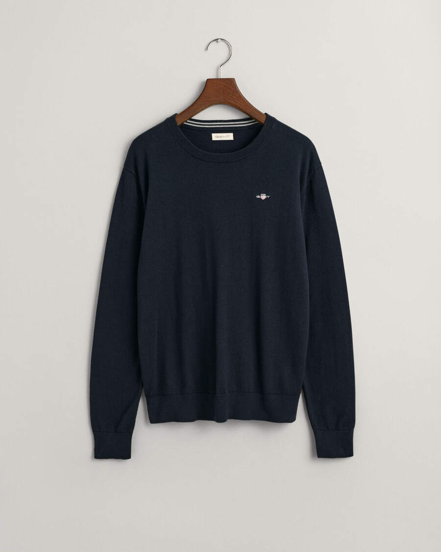 teens shield klassischer baumwollpullover mit rundhalsausschnitt – abendblau