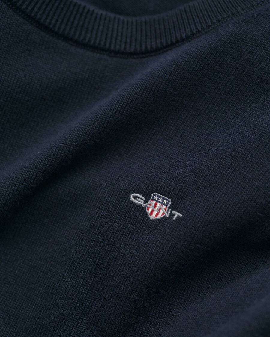 teens shield klassischer baumwollpullover mit rundhalsausschnitt – abendblau