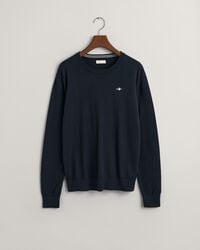 teens shield klassischer baumwollpullover mit rundhalsausschnitt – abendblau