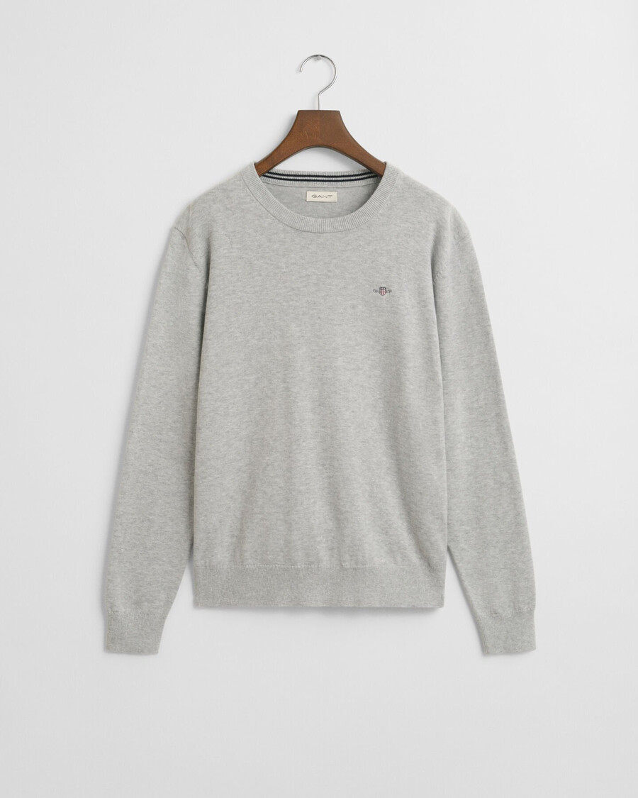 teens shield klassischer baumwollpullover mit rundhalsausschnitt – hellgrau meliert