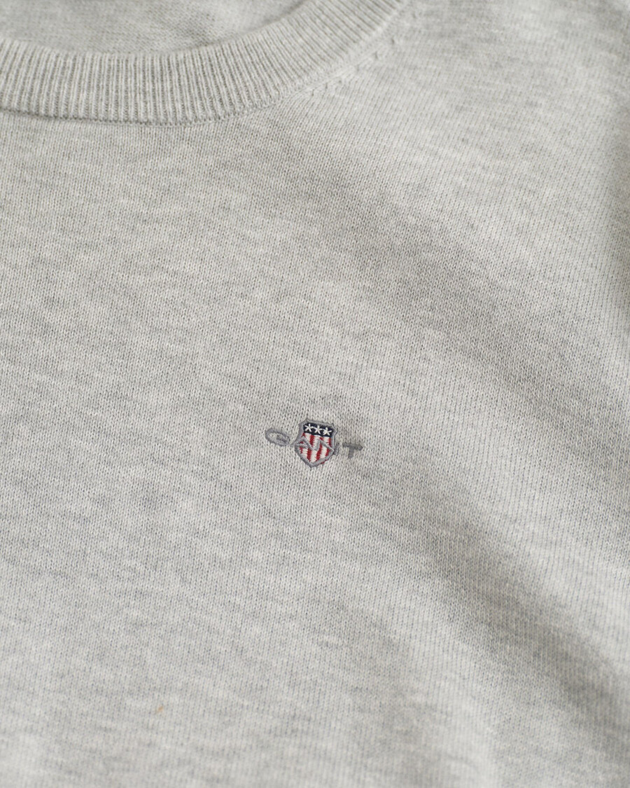 teens shield klassischer baumwollpullover mit rundhalsausschnitt – hellgrau meliert