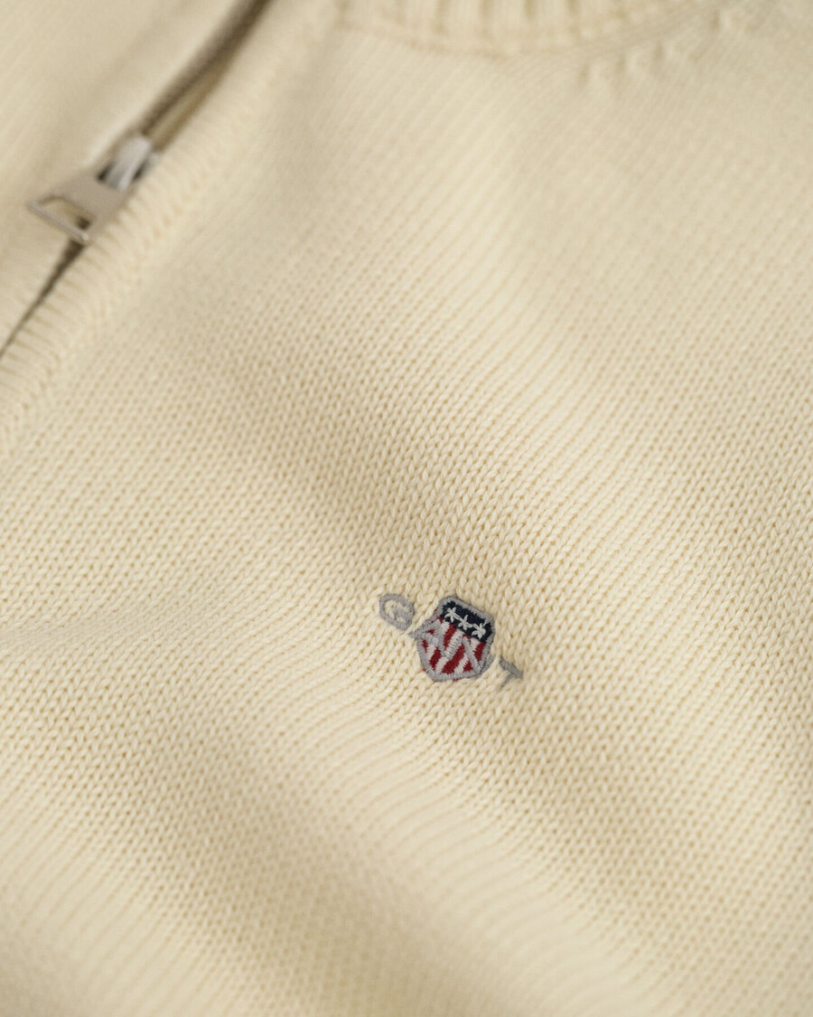 lässiger baumwoll-pullover für teenager mit halbem reißverschluss – creme