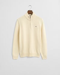 lässiger baumwoll-pullover für teenager mit halbem reißverschluss – creme