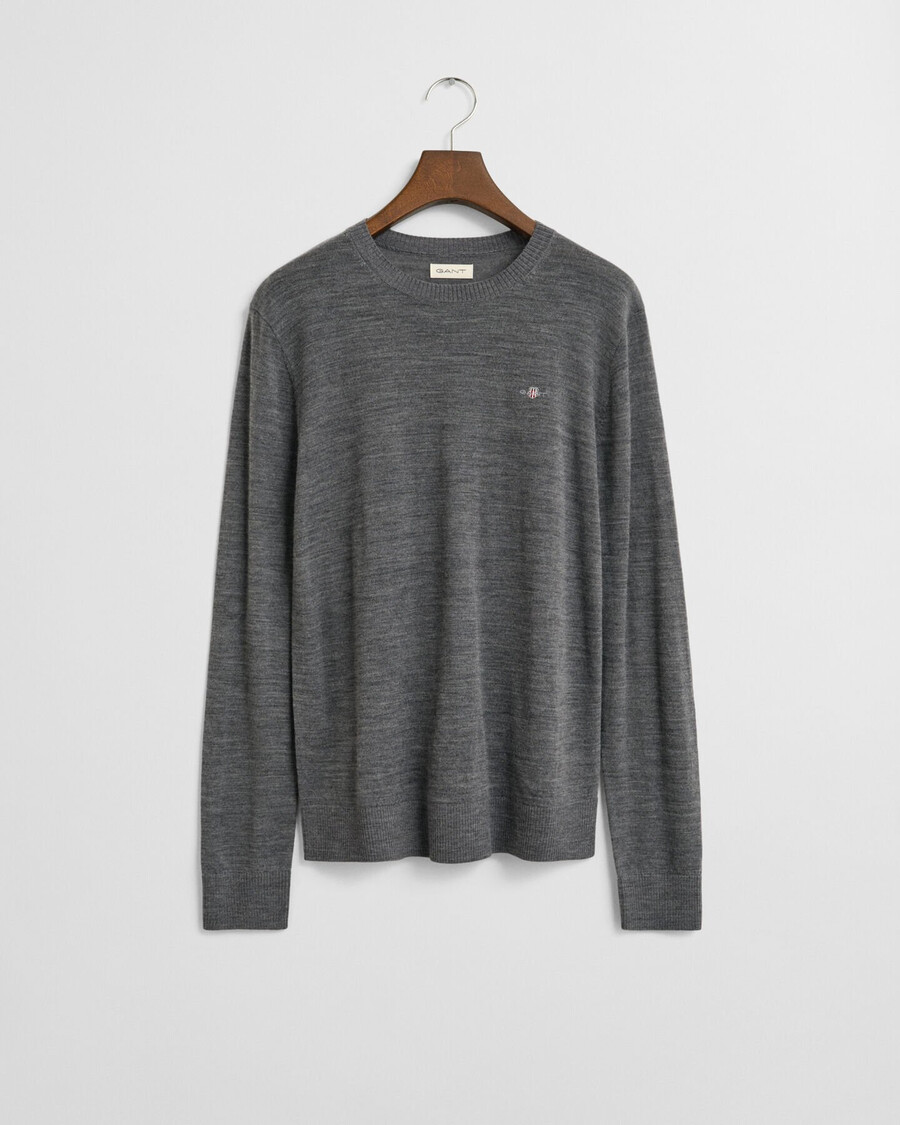 teenager-pullover aus extrafeiner merinowolle mit rundhalsausschnitt – anthrazit meliert